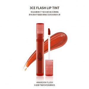 Son Tint Bóng Siêu Lung Linh 3ce Flash Lip Tint – #MAROON FLUSH – Cam Đỏ Đất