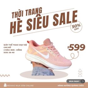 giày thể thao màu hồng MHWEAR  (đặt hàng note size)